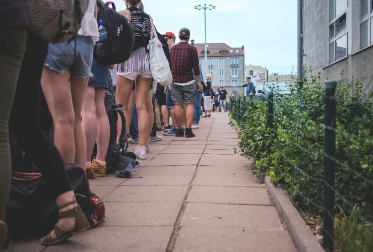 people queuing at an event