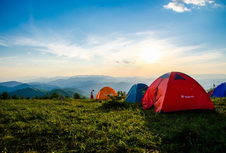 tents outdoors on a summers day