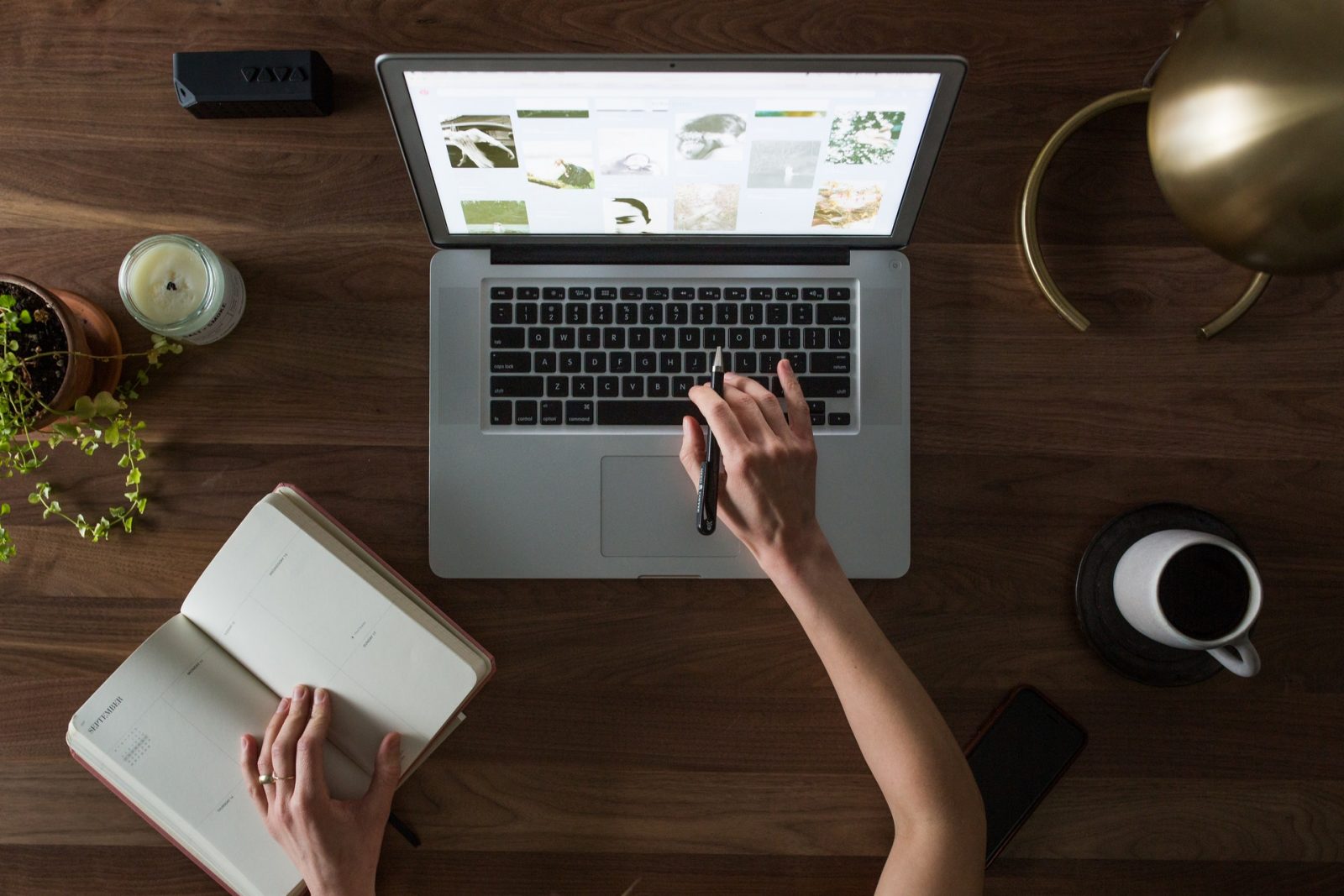 woman working on a website