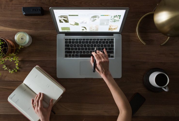 woman working on a website