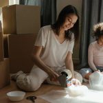 mother and daughter packing